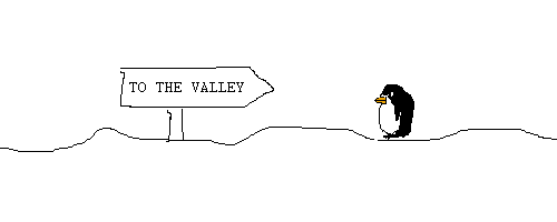 Scene: Pokey is next to a sign which says TO THE VALLEY