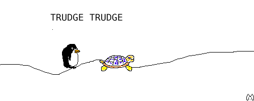 Scene: Pokey and turtle are walking TRUDGE TRUDGE