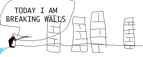 Small child says - TODAY I AM BREAKING WALLS